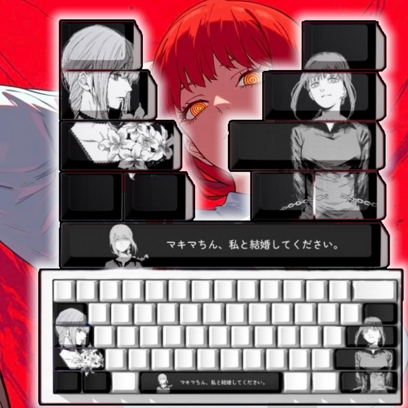 Gaming Accessories Gifts For Men - チェーンソーマンマキマテーマアニメキーキャップメカニカルキーボード PBT カスタムキーキャップ PC ゲーミングキーボードアクセサリーギフトコレクション