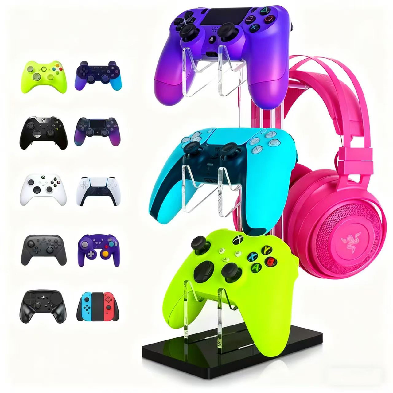 Gaming Controllers Xbox Accessories - ユニバーサル 2/3 段コントローラーホルダーとヘッドセットスタンド PS4 PS5 XBOX
