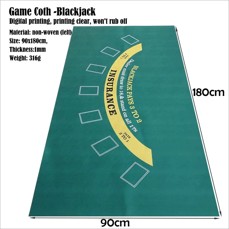 Gaming Accessories - 180 × 90 センチメートルポーカーチップテーブルクロス不織布ブラックジャックゲームテーブルクロスゲームエンターテイメントカジノプロフェッショナルアクセサリー