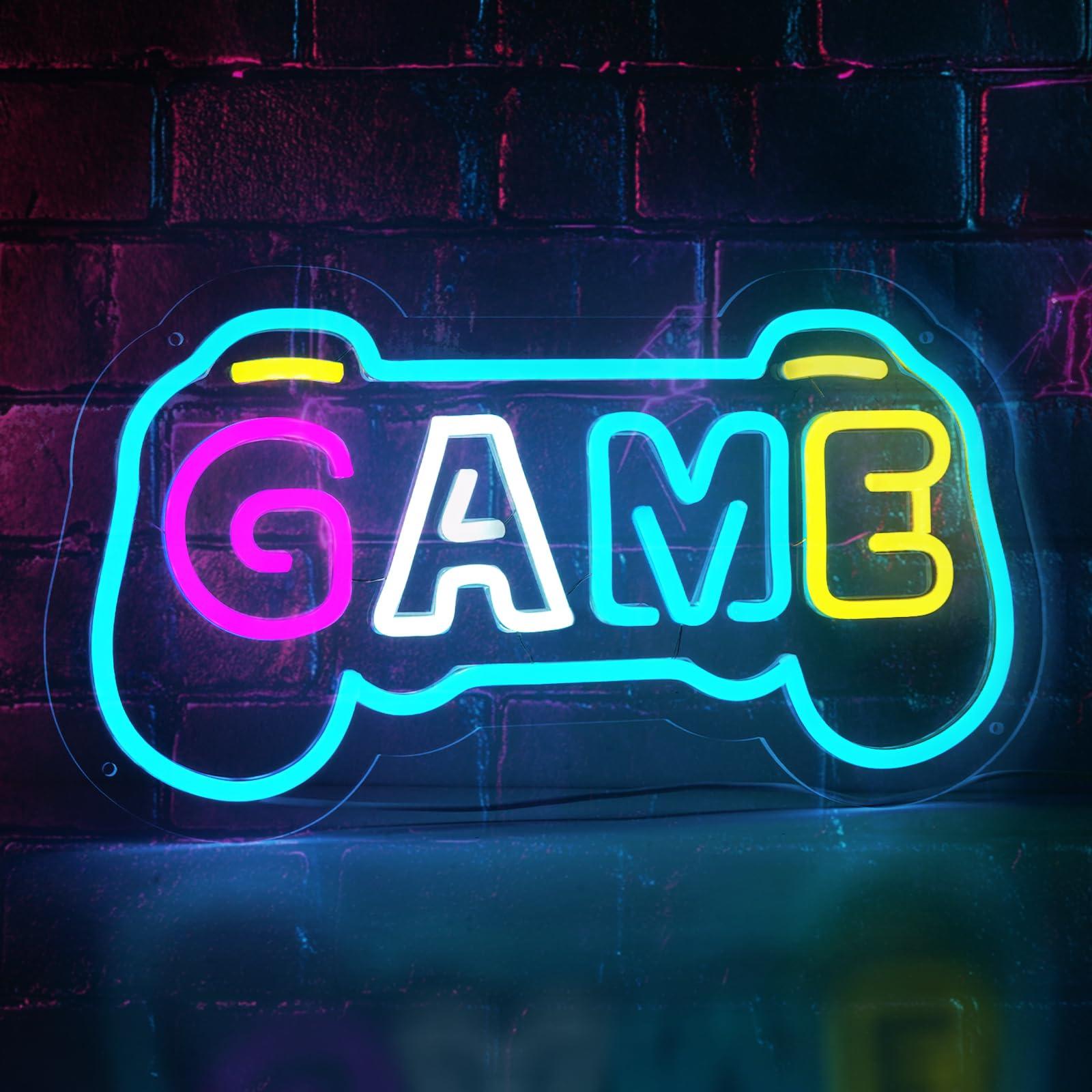 Gaming Accessories Gifts For Men - ゲーマーの部屋の装飾用ゲームネオンサイン、ゲームパッド型USB LEDライト、男の子の部屋、寝室のアクセサリー、男性ゲーマーへのゲームギフト