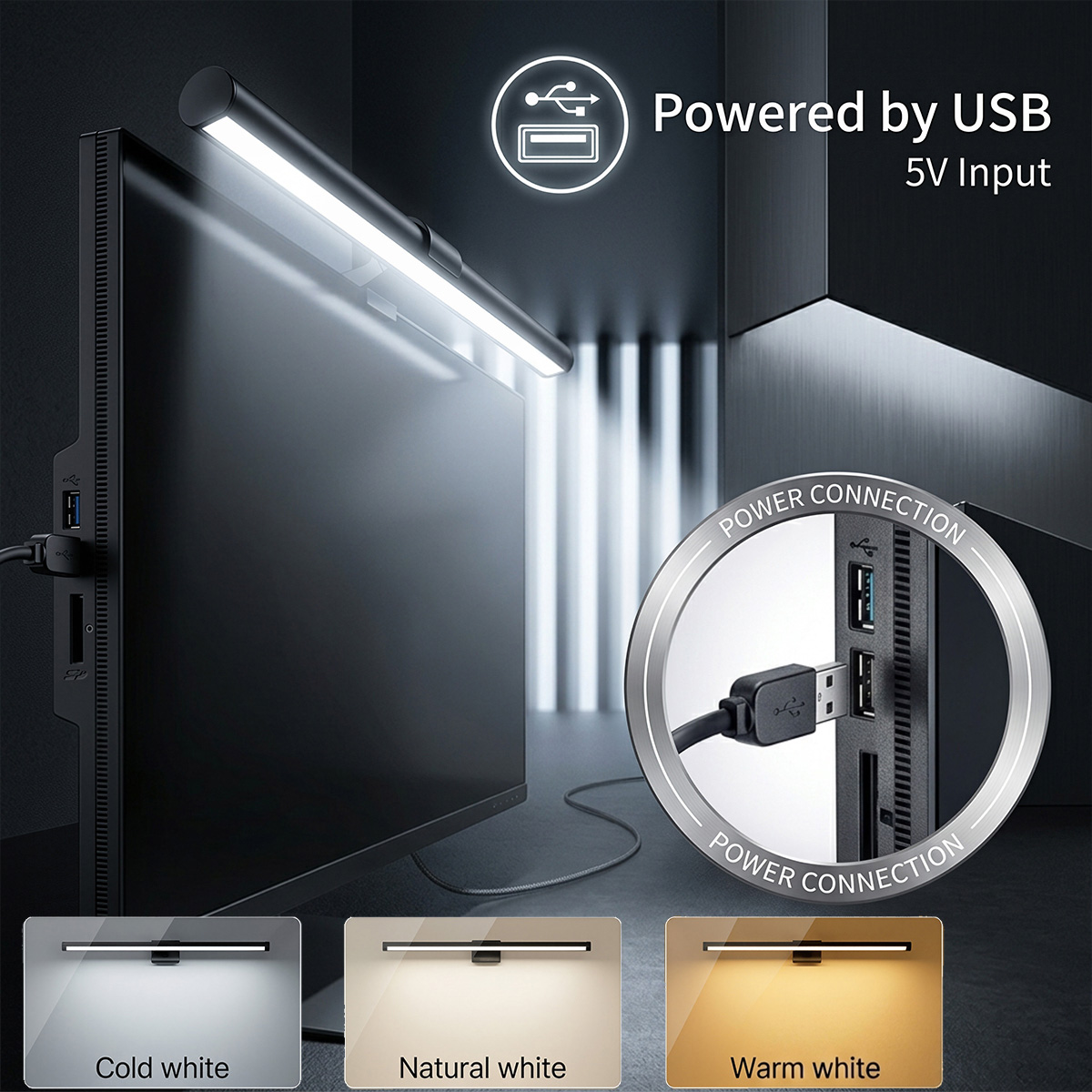 USB給電式LEDコンピュータースクリーンハンギングライトバ - Monitor Light Bar のレビューと価格