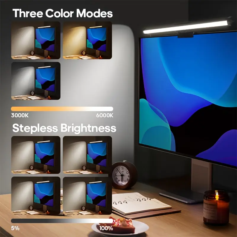 USB給電式LEDモニターライトバー、RGBカラーチェンジ式 - Monitor Light Bar のレビューと価格