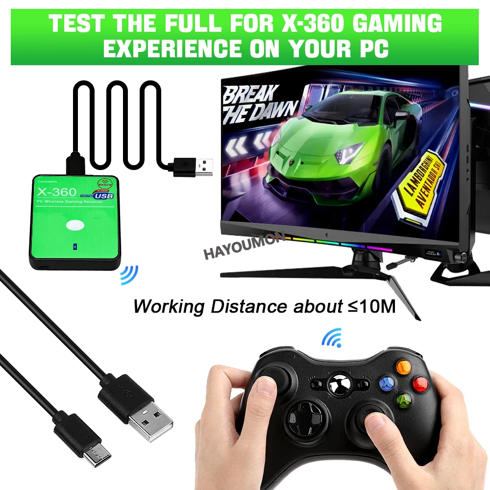 新しいワイヤレスゲーミングレシーバー XBOX 360 PC - Gaming Controllers Xbox Accessories のレビューと価格