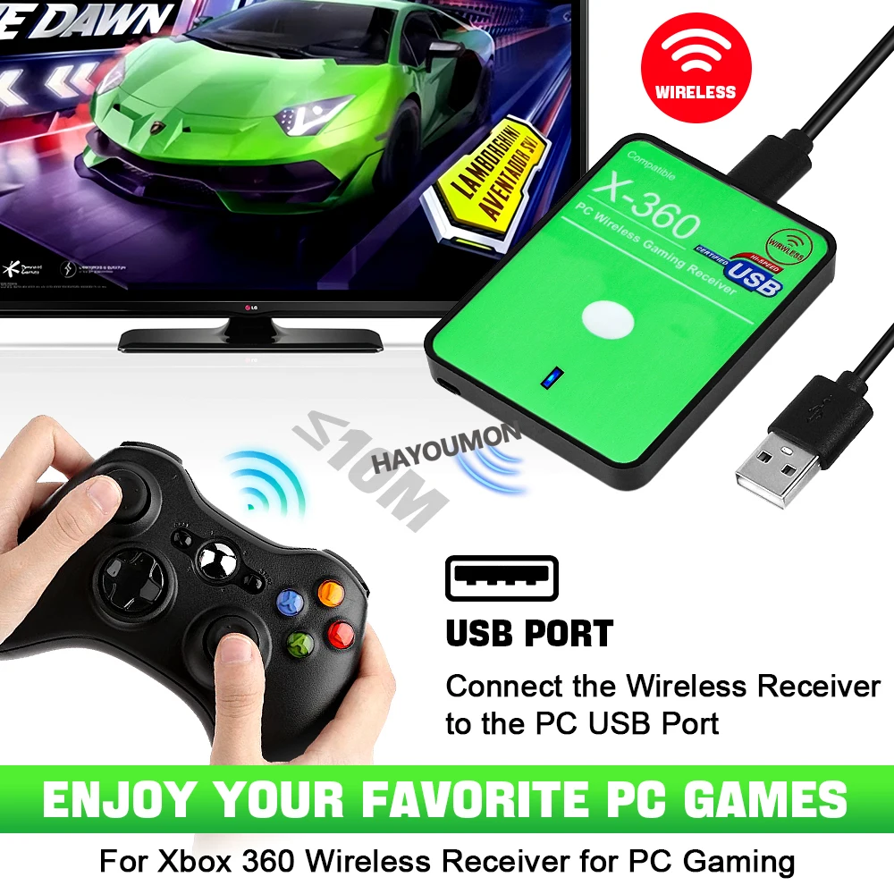 新しいワイヤレスゲーミングレシーバー XBOX 360 PC - Gaming Controllers Xbox Accessories のレビューと価格