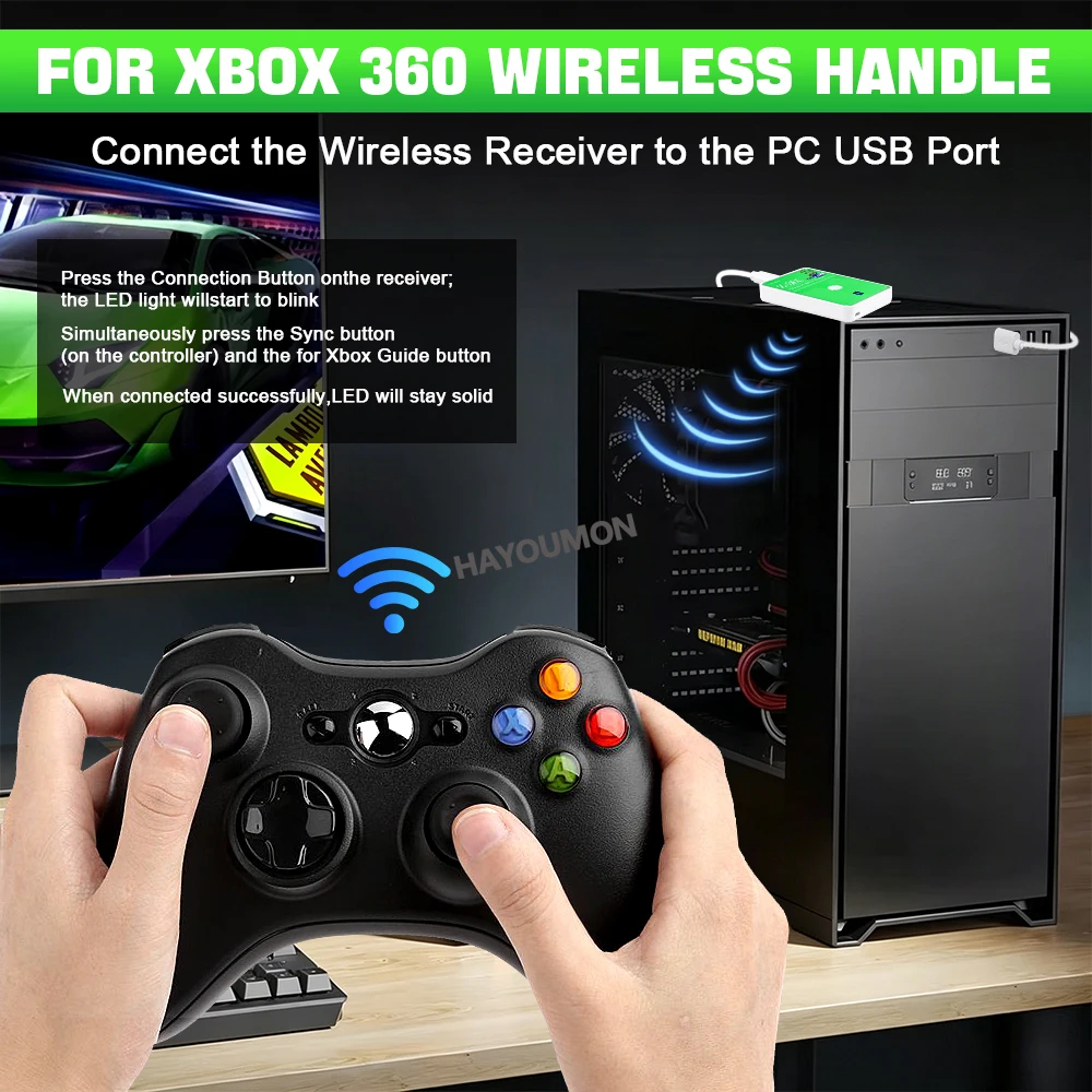 新しいワイヤレスゲーミングレシーバー XBOX 360 PC - Gaming Controllers Xbox Accessories のレビューと価格