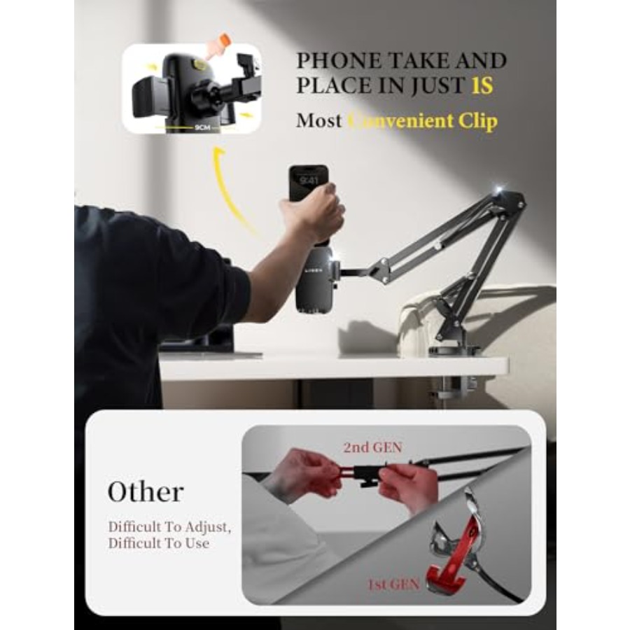グースネック式スマホホルダー（ベッドデスク用）【第3世代】携 - Gaming Accessories Gifts For Men のレビューと価格