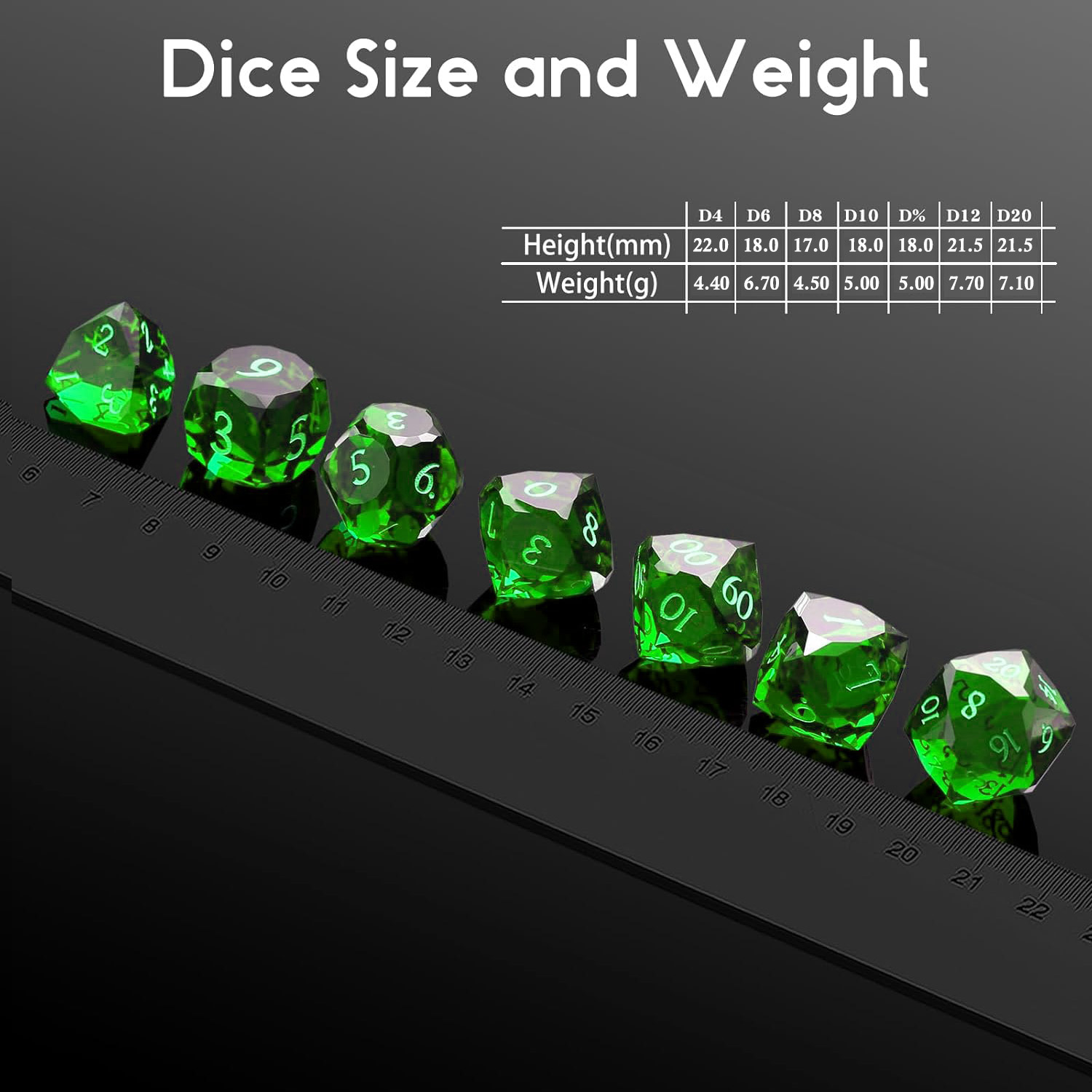 クリスタル多面体多面体ダイスセット 7個入り DND、RPG - Gaming Set Accessories のレビューと価格
