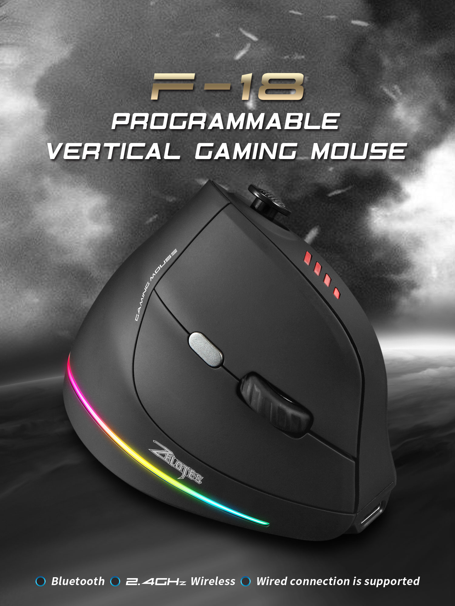 Jomaa RGB バックライト付きワイヤレス垂直マウスコン - Gaming Accessories のレビューと価格